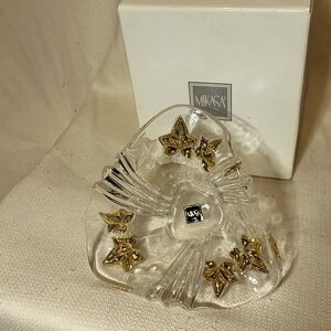 Mikasa Glass Vase with Gold Leaf Accents